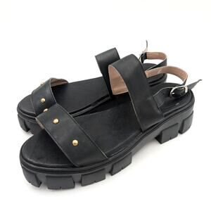 Sandro Moscoloni Platform Strappy Sandals Studded Black Size US10.5 EU41